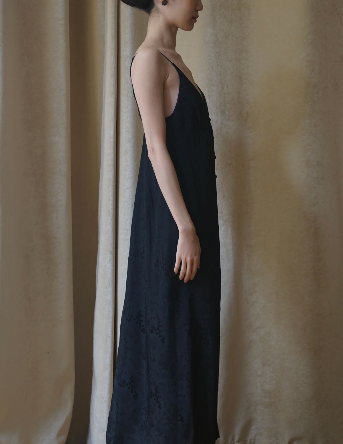 Floral Jacquard Draped Dress - black - Mame Kurogouchi