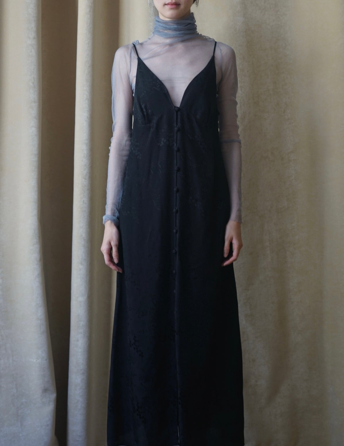 Mame Floral Jacquard Draped Dress black 【公式通販】