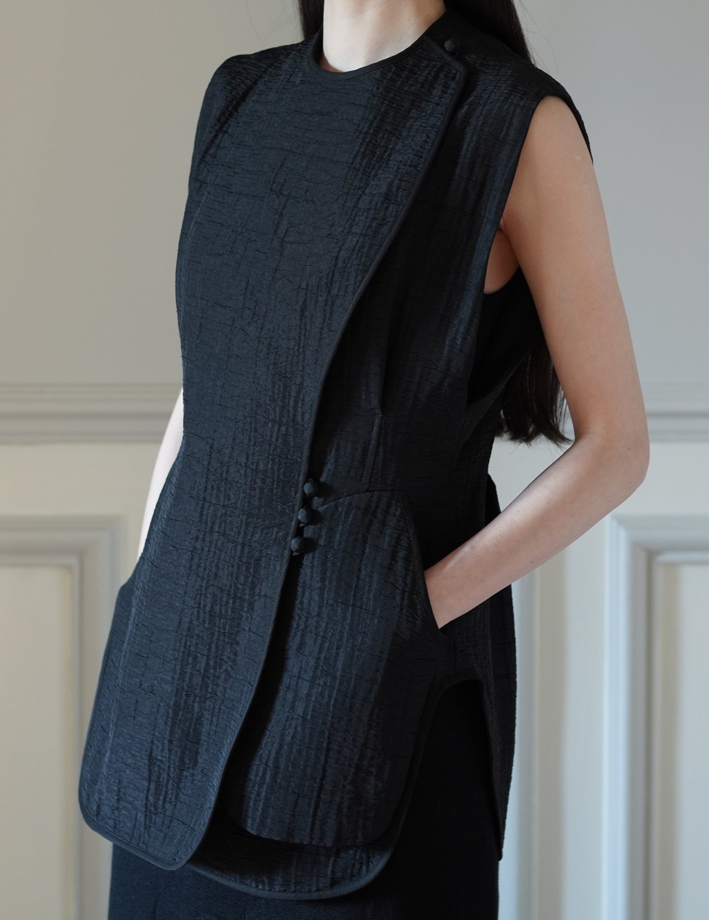MAME KUROGOUCHI | Floral Jacquard Camisole Dress・Black