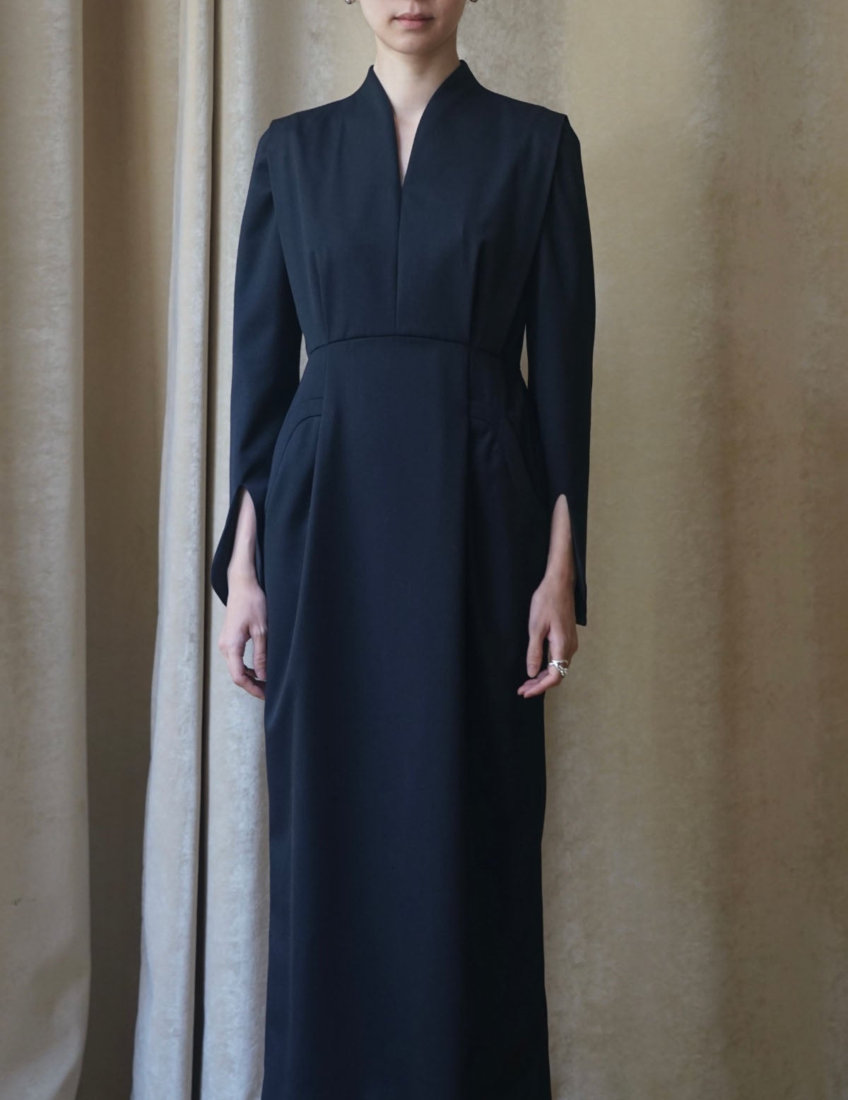 美品✨Mame Kurogouchi 近年 ウール フレア ロング ワンピース Mame Kurogouchi(マメ) Wool Georgette Flare Dress - YAMAROKU