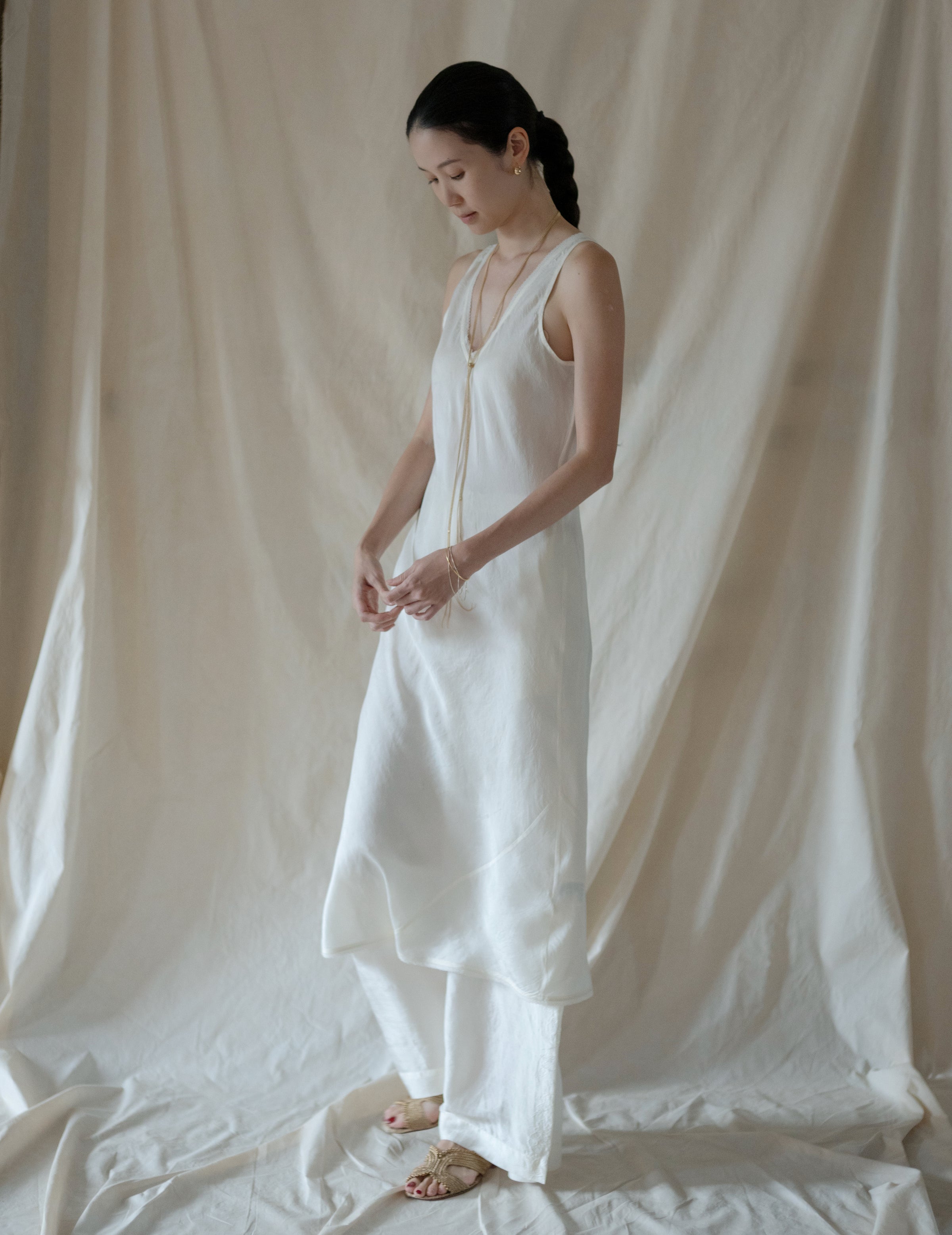 MAME Silk Cupra Floral Embroidery Dress 【公式通販】