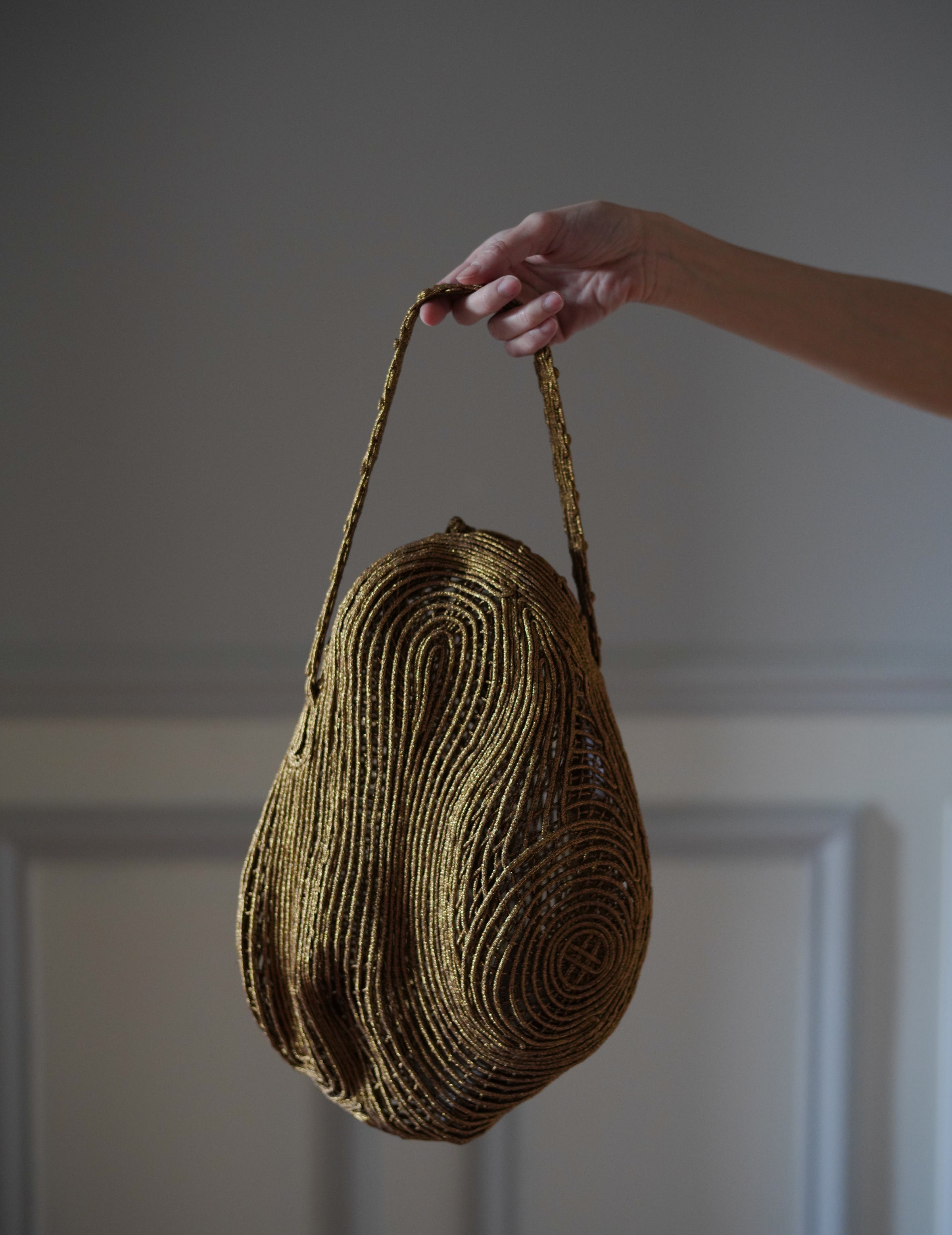 Mame Kurogouchi | Cording Embroidery Stone Round Shape Mini Bag