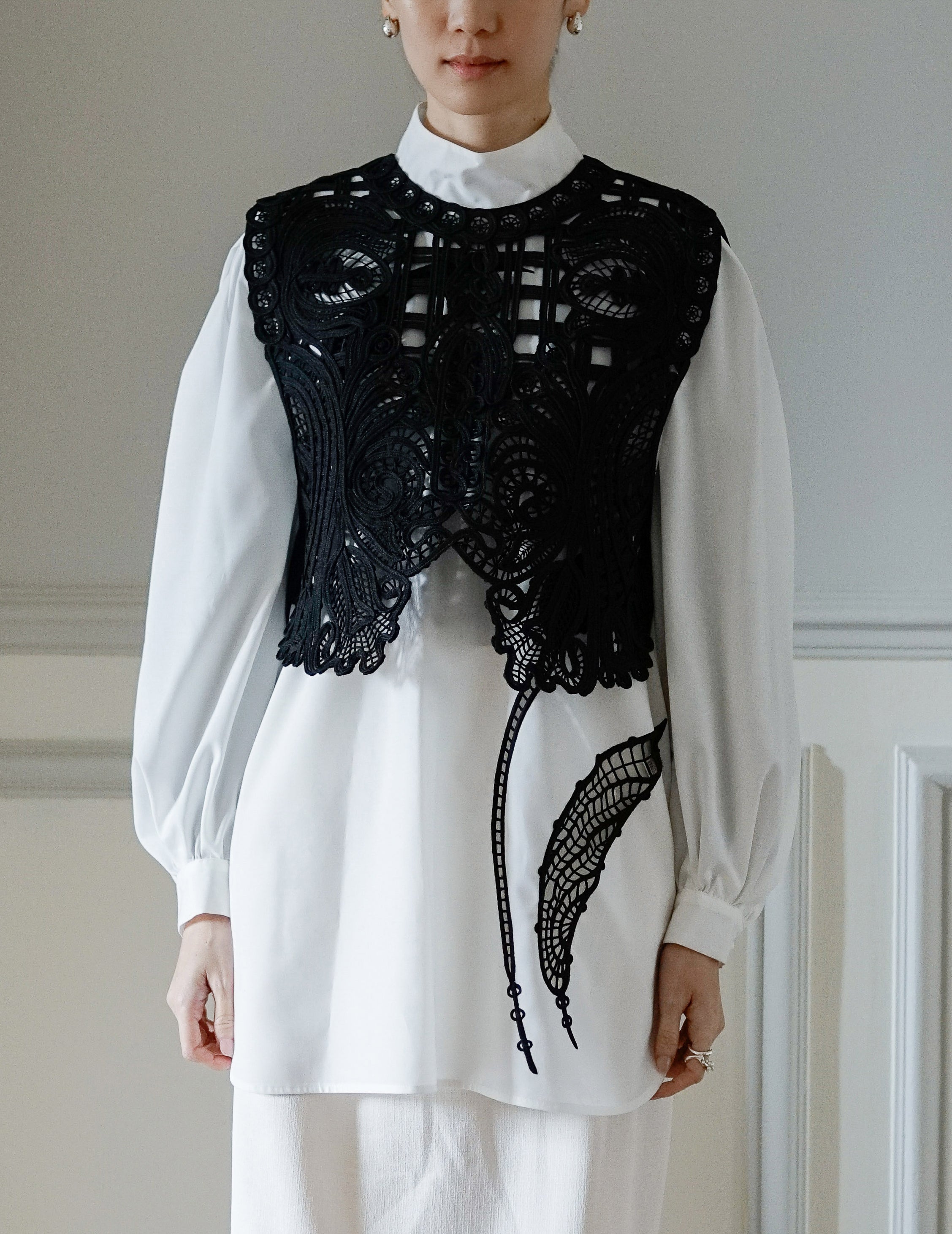 新品 Mame Cord Embroidery Vest black